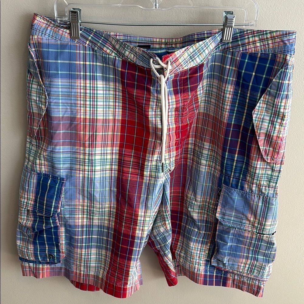 Polo Ralph Lauren Shorts Mens 38 Plaid Cargo Patchwork Multicolor Cotton Blend